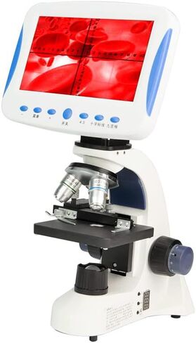 Microscope Kit Professional 2000X Digital Compound Biological, Microscope LED School Laboratory with Screen Measuring Line Microscope Lens Adapters in Saudi Arabia