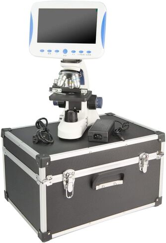 Microscope Kit Professional 2000X Digital Compound Biological, Microscope LED School Laboratory with Screen Measuring Line Microscope Lens Adapters in Saudi Arabia