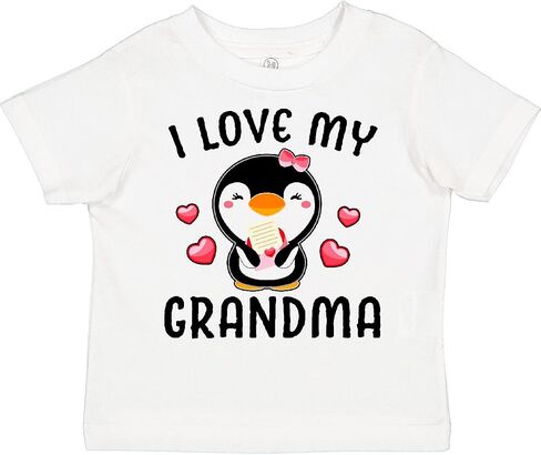 تي شيرت مطبوع عليه عبارة I Love My Grandma with Cute Penguin and Hearts للأطفال من Inktastic in Saudi Arabia