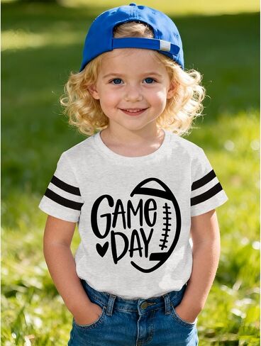 Toddler Girls Game Day Shirts Cute Sunday Football Tshirt Football Season Outfits Kids Sports Fans Lover Tee Tops in Saudi Arabia
