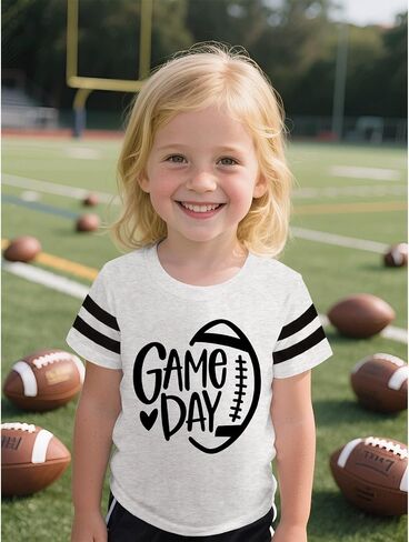 Toddler Girls Game Day Shirts Cute Sunday Football Tshirt Football Season Outfits Kids Sports Fans Lover Tee Tops in Saudi Arabia
