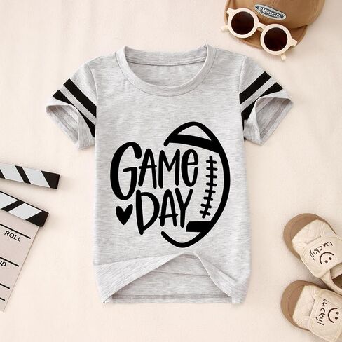 Toddler Girls Game Day Shirts Cute Sunday Football Tshirt Football Season Outfits Kids Sports Fans Lover Tee Tops in Saudi Arabia