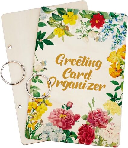 SUPERDANT Line Figures Greeting Card Organizer Abstract Lines Postcard Binder Wooden Cards Keeper Storage 2-Rings Photo Album for Birthday Wedding Holiday with Punch and 20 Pockets in Saudi Arabia