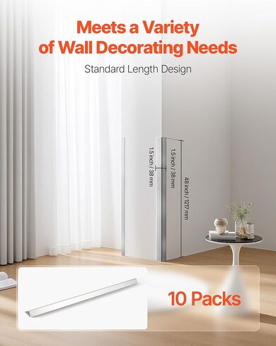 VEVOR Stainless Steel Wall Corner Protector, 1.5 x 1.5 x 48 inch, 10 Pack Metal Corner Guards, 304 Stainless Steel Edge Trim 90-Degree Angle for Home,Office,Commercial Wall Protection, with 3m Tape in Kuwait