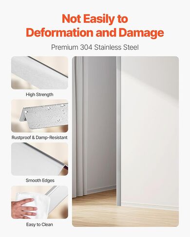 VEVOR Stainless Steel Wall Corner Protector, 1.5 x 1.5 x 48 inch, 10 Pack Metal Corner Guards, 304 Stainless Steel Edge Trim 90-Degree Angle for Home,Office,Commercial Wall Protection, with 3m Tape in Kuwait