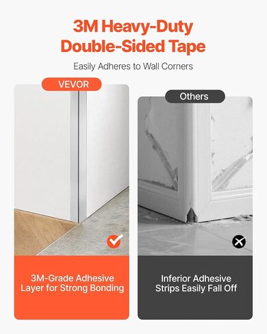 VEVOR Stainless Steel Wall Corner Protector, 1.5 x 1.5 x 48 inch, 10 Pack Metal Corner Guards, 304 Stainless Steel Edge Trim 90-Degree Angle for Home,Office,Commercial Wall Protection, with 3m Tape in Kuwait