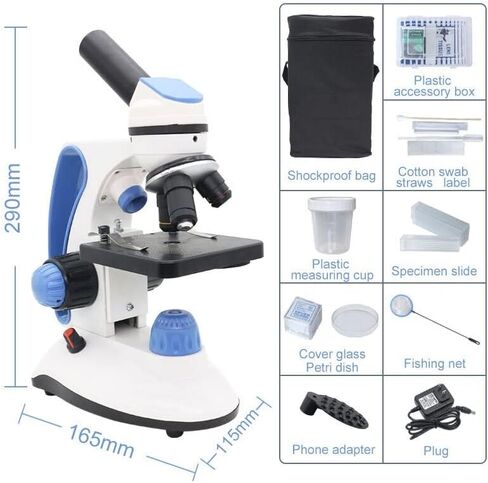 Microscope Kit 40X-2000X Monocular Microscope, with Adjustable Top/Bottom Lights LED Illumination Microscope Lens Adapters in Saudi Arabia