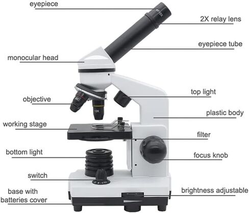 Microscope Kit 40X-1600X Student Monocular Microscope, with LED Illumination Microscope Lens Adapters in Saudi Arabia