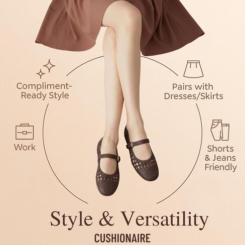 CUSHIONAIRE Windsor Woven Womens Flats with Adjustable Strap – Comfortable Mary Jane Ballet Flats for Women in Kuwait