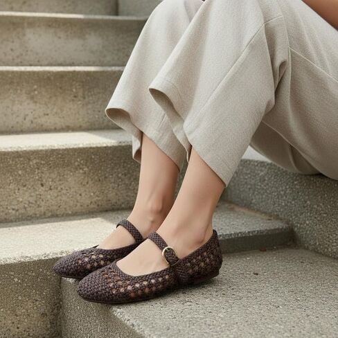 CUSHIONAIRE Windsor Woven Womens Flats with Adjustable Strap – Comfortable Mary Jane Ballet Flats for Women in Kuwait