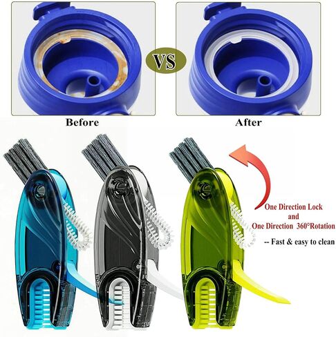 4 in 1 Cup Lid Cleaning Brush Set Multifunctional Bottle Brush Cleaner Tiny Bottle Cup Lid Brush Straw Cleaner Tools Mini Silicone Bottle Cup-Holder Cleaner with Hook Remover Blue Green Grey in Saudi Arabia