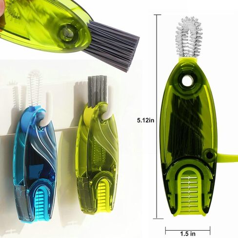 4 in 1 Cup Lid Cleaning Brush Set Multifunctional Bottle Brush Cleaner Tiny Bottle Cup Lid Brush Straw Cleaner Tools Mini Silicone Bottle Cup-Holder Cleaner with Hook Remover Blue Green Grey in Saudi Arabia