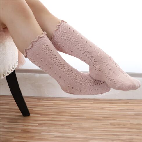 Baby Girl Kids Ruffle Socks Infant Toddler Frilly Seamless Socks Little Princess Dress Uniform Stockings in Saudi Arabia