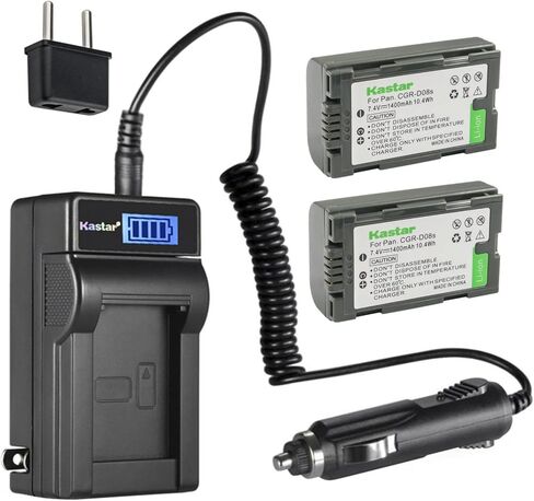 بطارية Kastar 1-Pack CGA-D08 وشاحن تيار متردد LCD متوافق مع باناسونيك PV-DV702، PV-DV710، PV-DV800، PV-DV800K، PV-DV801، PV-DV851، PV-DV852، PV-DV900، PV-DV901، PV-DV910، بف-DV951، بف-DV952 in Kuwait