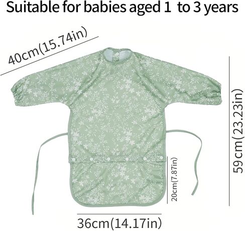 2-Pack Long Sleeve Baby Bib,Coverall Baby Bibs for Eating,Waterproof,Attaches to Highchair&Table,Ages 1 to 3 Years in Saudi Arabia
