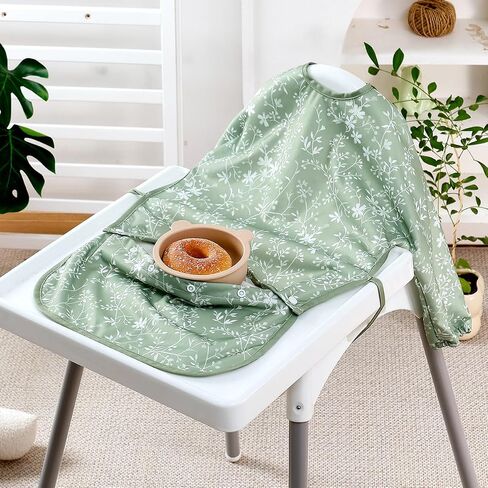 2-Pack Long Sleeve Baby Bib,Coverall Baby Bibs for Eating,Waterproof,Attaches to Highchair&Table,Ages 1 to 3 Years in Saudi Arabia