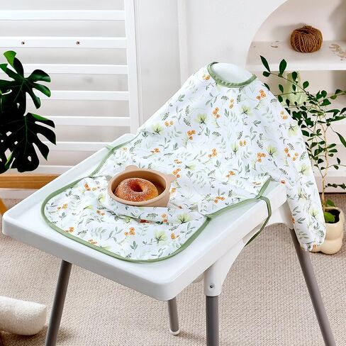 2-Pack Long Sleeve Baby Bib,Coverall Baby Bibs for Eating,Waterproof,Attaches to Highchair&Table,Ages 1 to 3 Years in Saudi Arabia