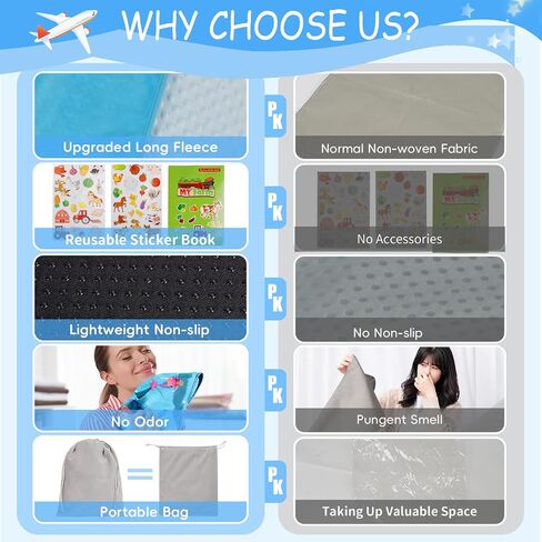 Airplane Bed for Toddler with Blanket, Airplane Seat Extender for Kids, Baby Airplane Travel Essentials, Grey in Kuwait