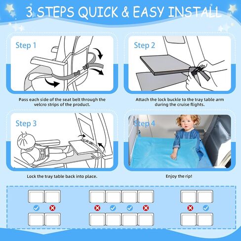 Airplane Bed for Toddler with Blanket, Airplane Seat Extender for Kids, Baby Airplane Travel Essentials, Grey in Kuwait