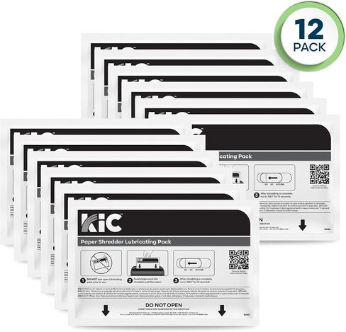 KICTeam - عبوات تشحيم تمزيق الورق، أوراق تركيبة تشحيم صناعية (12 حزمة) لآلات تمزيق الورق ذات القطع الشريطية والمتقاطعة والدقيقة - صنع في الولايات المتحدة الأمريكية in Kuwait