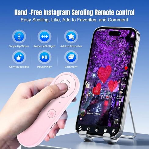 TikTok Scrolling Ring - Bluetooth Remote for iPhone with Air Mouse Control, Phone Remote Controller, Bluetooth Page Turner, Camera & Music Remote, YouTube & Instagram, iOS&Android, Black in Kuwait