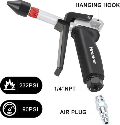 Hromee High Flow Air Blow Gun with 1/8-Inch Rubber Tip Set, Air Dust Gun Nozzle Compressor Accessories with 1/2-Inch Adapter in Saudi Arabia