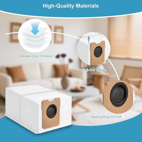 6 عبوات من أكياس الغبار C20 C10 للمكانس الكهربائية الروبوتية Eufy Omni C20, C10 - ملحقات بديلة ذات سعة كبيرة in Kuwait