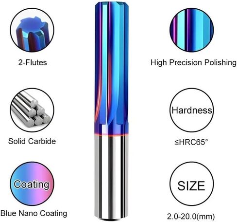 HRC65 3.0mm-20.0mm التنغستن الصلب آلة مخرطة كربيد الأزرق نانو طلاء مستقيم عرقوب H7 عالية الدقة أدوات مخرطة (6x60x100x6TxH7) in Kuwait