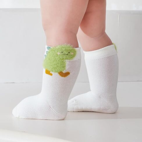 Baby Non Slip Grip Crew Socks Cute with Non Skid Soles for Infants Toddlers Boys Cotton Socks Girls 8 Pairs in Saudi Arabia