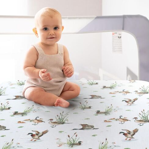 LifeTree Pack and Play Sheets Fitted for Baby, 38" x 26" x 2" Muslin Playard Mattress Pad Cover,70% Viscose from Bamboo and 30% Cotton, Bear Pattern in Kuwait