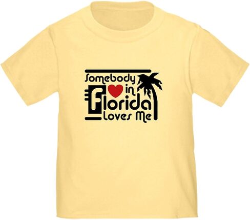 تي شيرت CafePress Somebody in Florida Loves Me للأطفال الصغار، تي شيرت لطيف برسومات للأطفال الصغار، 100% قطن in Kuwait