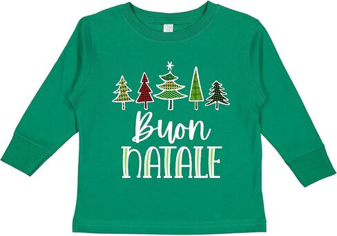 تي شيرت Inktastic BUON Natale بأشجار عيد الميلاد الاحتفالية للأطفال الصغار بأكمام طويلة in Kuwait