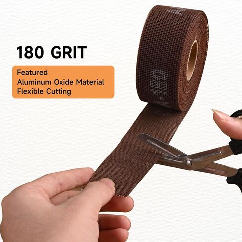180 Grit Emery Cloth Roll for Copper Pipe Sanding 1-1/2 Inch | 11 Yard, Dust-Free Open Mesh Sandpaper, Double-Sided, Aluminum Oxide, Wet and Dry Use, Wood Wall Putty Plumbing Metal in Saudi Arabia
