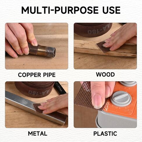 180 Grit Emery Cloth Roll for Copper Pipe Sanding 1-1/2 Inch | 11 Yard, Dust-Free Open Mesh Sandpaper, Double-Sided, Aluminum Oxide, Wet and Dry Use, Wood Wall Putty Plumbing Metal in Saudi Arabia