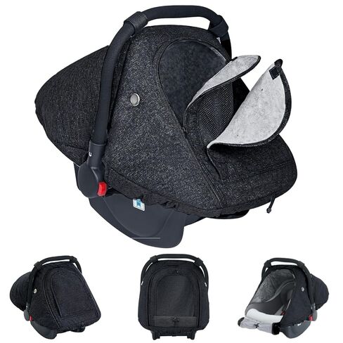 TSAYAWA Baby Car Seat Cover Winter, Warm Cozy Carseat Cover for Babies with Mesh Window Breathable, Full Protection Infant Car Seat Covers for Boys Girls, Windproof Newborn Car Seat Canopy, Black in Kuwait