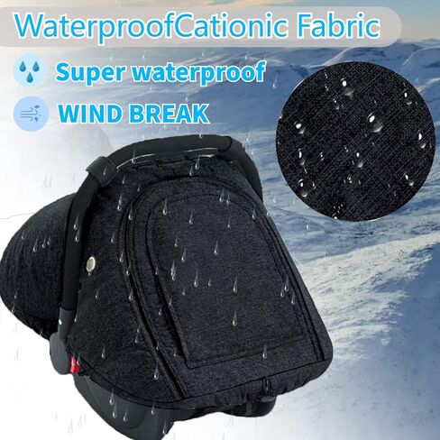 TSAYAWA Baby Car Seat Cover Winter, Warm Cozy Carseat Cover for Babies with Mesh Window Breathable, Full Protection Infant Car Seat Covers for Boys Girls, Windproof Newborn Car Seat Canopy, Black in Kuwait