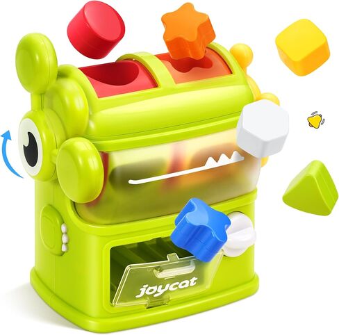 JoyCat Monster Eating The Shapes, Interactive Shape Sorter Toy for Toddlers 1-3, with 6 Rattle Shape Blocks and 2 Levers, Montessori Color Matching & Sorting Learning Toys, Gifts for 1 2 3 Year Old in Saudi Arabia