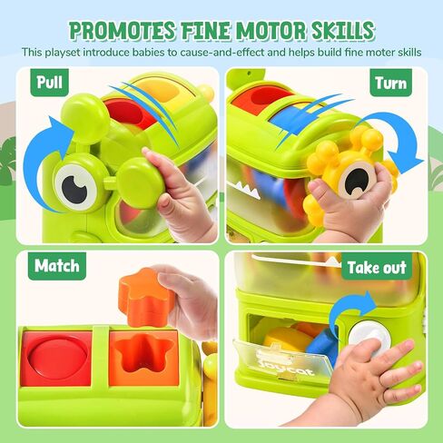 JoyCat Monster Eating The Shapes, Interactive Shape Sorter Toy for Toddlers 1-3, with 6 Rattle Shape Blocks and 2 Levers, Montessori Color Matching & Sorting Learning Toys, Gifts for 1 2 3 Year Old in Saudi Arabia