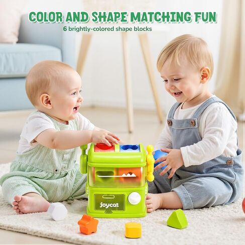 JoyCat Monster Eating The Shapes, Interactive Shape Sorter Toy for Toddlers 1-3, with 6 Rattle Shape Blocks and 2 Levers, Montessori Color Matching & Sorting Learning Toys, Gifts for 1 2 3 Year Old in Saudi Arabia
