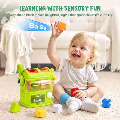 JoyCat Monster Eating The Shapes, Interactive Shape Sorter Toy for Toddlers 1-3, with 6 Rattle Shape Blocks and 2 Levers, Montessori Color Matching & Sorting Learning Toys, Gifts for 1 2 3 Year Old in Saudi Arabia