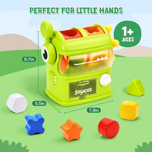 JoyCat Monster Eating The Shapes, Interactive Shape Sorter Toy for Toddlers 1-3, with 6 Rattle Shape Blocks and 2 Levers, Montessori Color Matching & Sorting Learning Toys, Gifts for 1 2 3 Year Old in Saudi Arabia