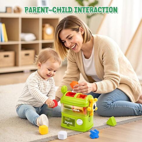 JoyCat Monster Eating The Shapes, Interactive Shape Sorter Toy for Toddlers 1-3, with 6 Rattle Shape Blocks and 2 Levers, Montessori Color Matching & Sorting Learning Toys, Gifts for 1 2 3 Year Old in Saudi Arabia