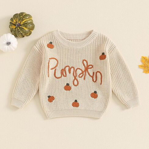 Baby Boy Girl Halloween Sweater Pumpkin Print Ribbed Knit Pullover Toddler Long Sleeve Tops Fall Winter Clothes in Saudi Arabia