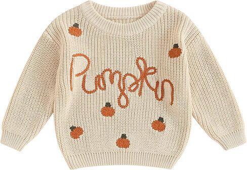 Baby Boy Girl Halloween Sweater Pumpkin Print Ribbed Knit Pullover Toddler Long Sleeve Tops Fall Winter Clothes in Saudi Arabia