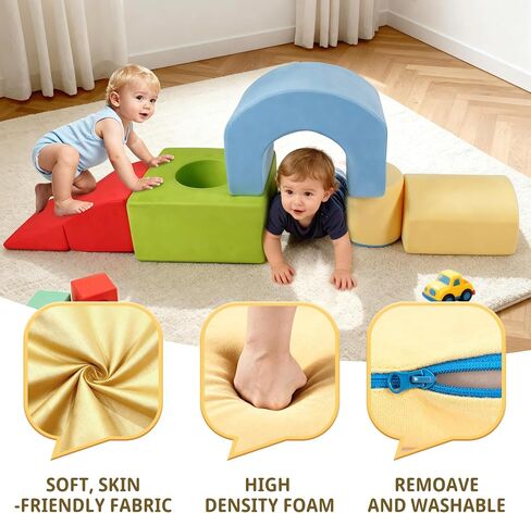 Climbing Toys for Toddlers 1-3 – 5 Pieces Soft Foam Indoor Play Blocks Set for Babies & Kids in Saudi Arabia