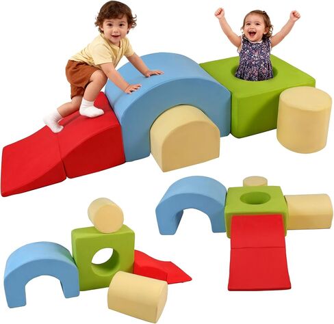 Climbing Toys for Toddlers 1-3 – 5 Pieces Soft Foam Indoor Play Blocks Set for Babies & Kids in Saudi Arabia