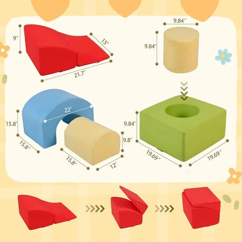 Climbing Toys for Toddlers 1-3 – 5 Pieces Soft Foam Indoor Play Blocks Set for Babies & Kids in Saudi Arabia
