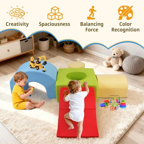 Climbing Toys for Toddlers 1-3 – 5 Pieces Soft Foam Indoor Play Blocks Set for Babies & Kids in Saudi Arabia