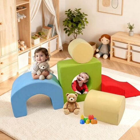 Climbing Toys for Toddlers 1-3 – 5 Pieces Soft Foam Indoor Play Blocks Set for Babies & Kids in Saudi Arabia