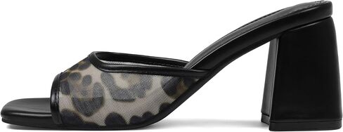 Mattiventon Heeled Sandals for Women Slide Sandals Square Open Toe Mules Chunky Heels Slip On Summer Dress Shoes in Saudi Arabia